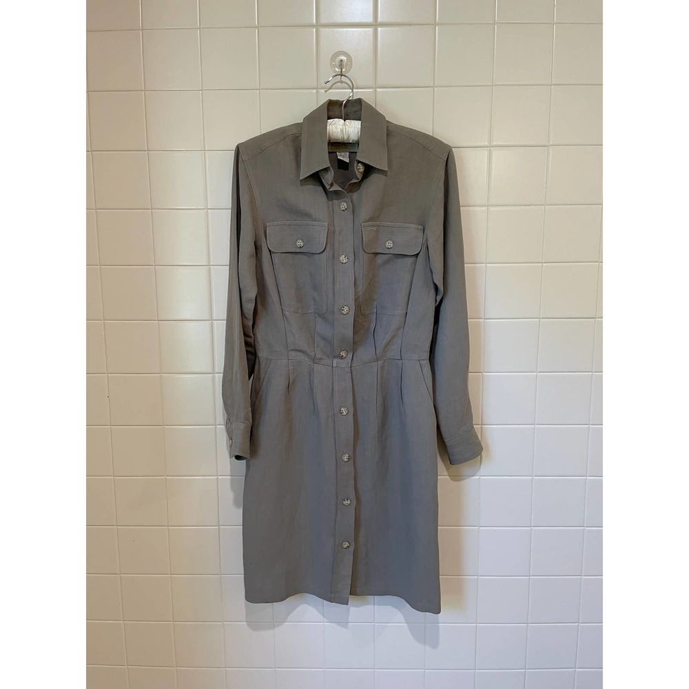 Vintage Banana Republic Safari Travel Dress Linen Blend 90's